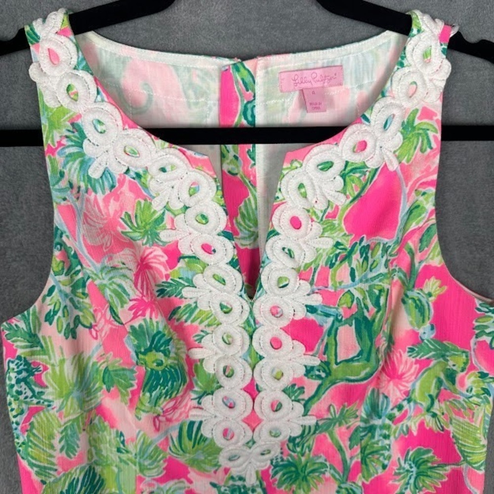 Lilly Pulitzer Dress Women 4 Pink Gabby Raz Berry Catty Shack Lace Resort Preppy - Picture 4 of 14